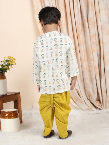 Image of POLKA TOTS Premium Cotton Dhoti Kurta Set for Kids Boys | Traditional Angrakha Style Ethnic Wear for Boys | Kurta Dhoti Set for Kids | Festive & Wedding Clothing Set for Baby