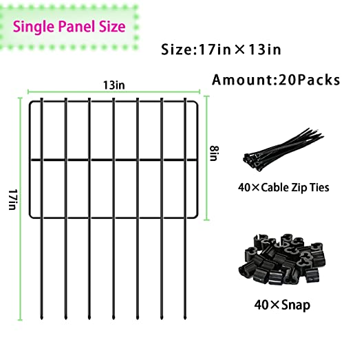 20 Pack Garden Fence Animal Barrier,17in(H) x 22ft(L) Decorative Garden Fences for Dogs Fencing Small Metal Fence Panels with Rust-Proof Coating Border Fence for Garden Patio