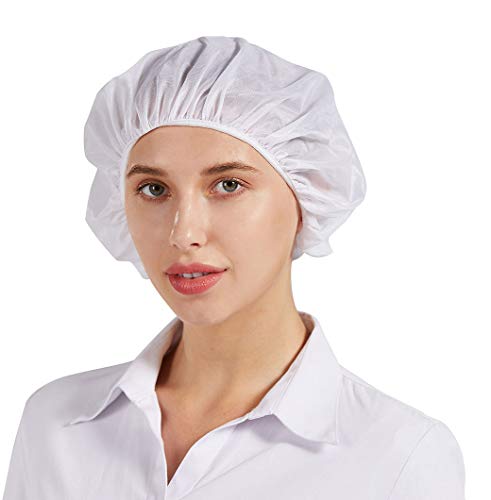 Nanxson 5Pcs Bouffant Caps,Food Service Hair Nets,Hair Head Cover Net for Factory, Kitchen, Factory Warehouse Worker CF9047 (White, One Size)