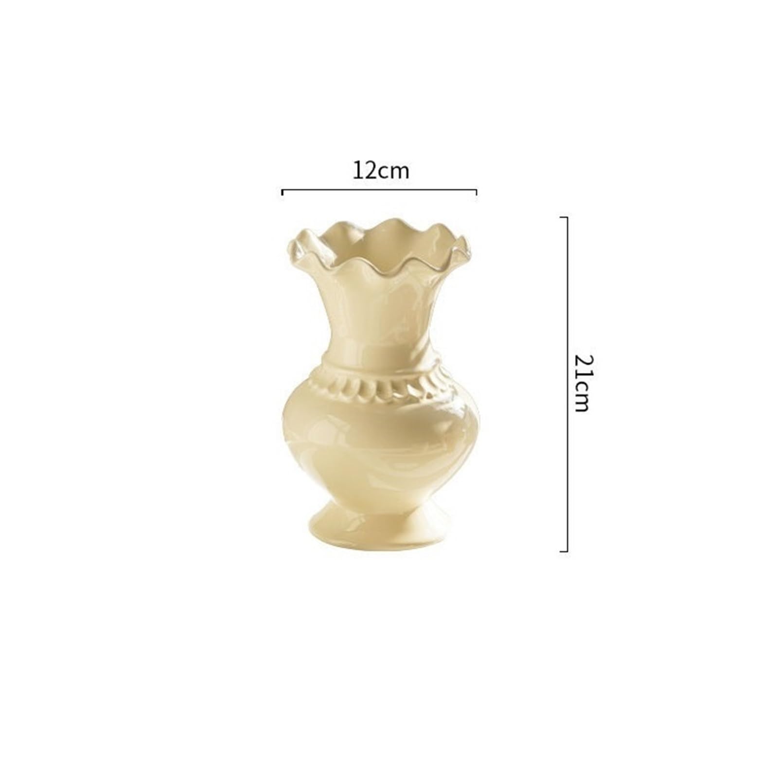 Wazon ceramiczny w kształcie retro kremowej fali o średnicy 21 cm Wystrój domu