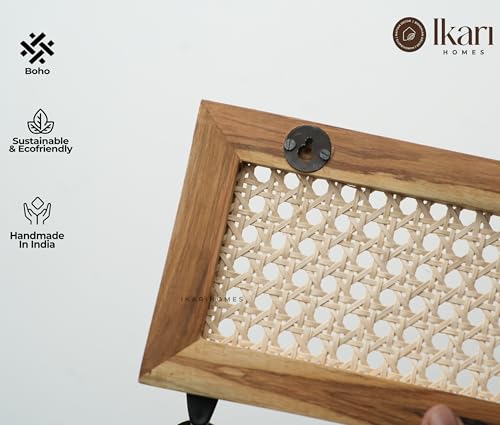 Image of Ikari Homes Handmade Rattan Key Holder for Wall - Solid Wood & Cane Key Hanger Rack, Boho Wall Mounted Key Organizer for Entryway, Living Room, Bedroom & Home Decor