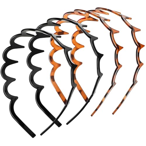 Diadema ondulada, banda de diadema de zigzag 4pcs de moda ondulada con dientes diademas flexibles no pinchantes para niñas