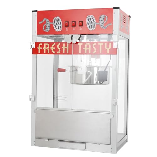 Image of Commercial Popcorn Machine With 36 OZ Kettle- Countertop Popcorn Machine for Theater Style, Stainless Steel, 3-Switch Control, for Business, School, Corporate,Institutional, Movie, Home use, Red