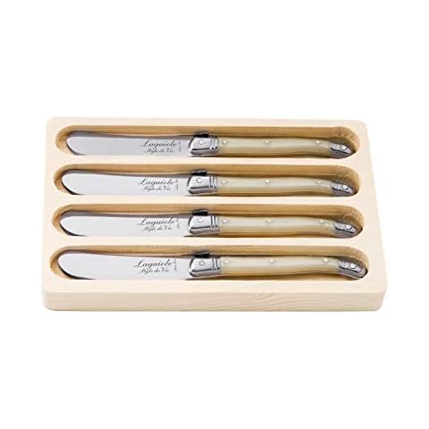 Laguiole Style de Vie Butter knives Premium Line, set of 4, mother of pearl color Cover