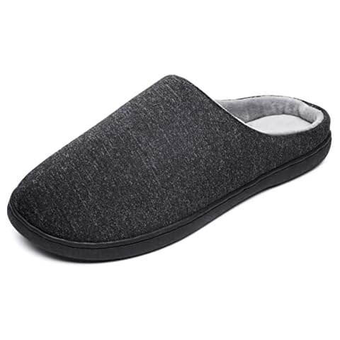 Yanfoam Men's Comfort Memory Foam Slippers Slip on House Shoes Outdoor Winter Anti-Slip Cozy Clog Black Size 6/7uk Cover