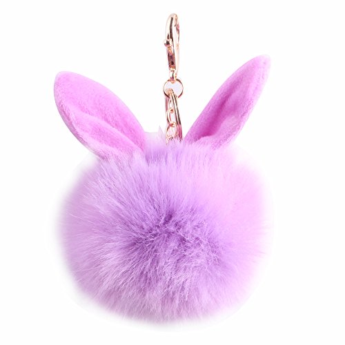 うさ耳 フェイク ファーチャーム キーリング 」 SPRING COME®キーホルダー ポンポン バッグチャーム キーリング 可愛い うさ耳 ふわふわ レディース 女の子 フェイク ファーチャーム ストラップ アクセサリー ギャル 可愛い アクセサリー 多色選択可 (ラベンダー紫) [並行輸入品]