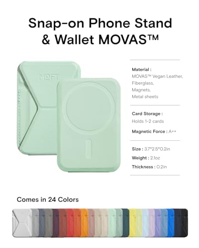 Image of MOFT Magnetic Wallet Stand Compatible with iPhone 16 /15 /14 /13 /12 Series, Angle Adjustment & Magnetic Compatible MOVAS Phone Stand,Peppermint
