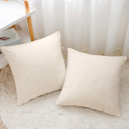 Image of Amazon Brand - Umi Velvet Decorative Cushion Cover 18x18 Inch - Set of 5, Soft Solid Square Throw Pillow Covers for Sofa, Living Room or Home Decor - 45x45 cm in Cream Color