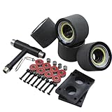 ANWEALTH Juego de ruedas y rodamientos para monopatín de 70 mm, ruedas Longboard 80A con rodamientos ABEC-9, espaciadores, piezas de patineta, ruedas cruiser, color negro