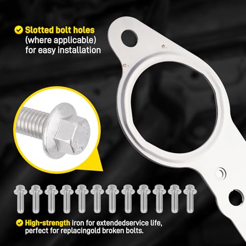 Image of 12617944 LS MLS Exhaust Manifold Gasket & Bolts Kit Compatible with GMC Sierra Yukon, Chevy Silverado 1500 Suburban LS Header Gasket LS1 LS2 LS3 LS6 LQ4 LQ9 LM7 4.8L 5.3L 5.7L 6.0L 6.2L OEM# 12558573