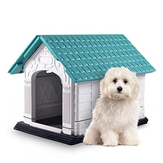 Nobleza - Caseta para Perros de Polipropileno Impermeable con tejado a Dos Aguas para Interior y Exterior. Blanco y Verde 72x57x57.6cm