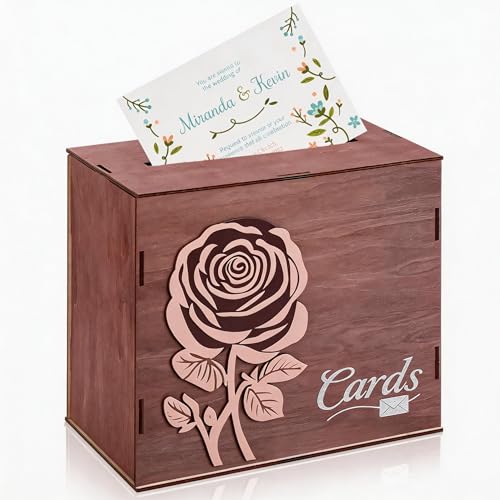 Geelin Wooden Card Box for Wedding with Slot and Lid Graduation Card Box Rustic Vintage Decorations...