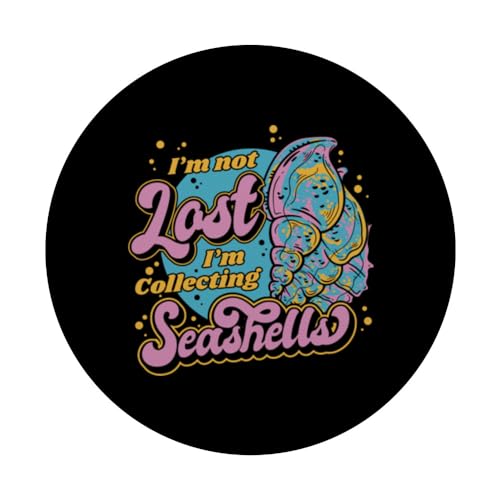 I'm Not Lost I'm Collecting Seashells Seashell Collecting PopSockets Swappable PopGrip, Black - Image 3