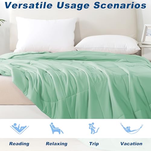 Cooling Comforter Twin Size, Double-Sided Cold Tech Fabric Quilted Bed Comforters Cooling Blanket for Hot Sleepers, Breathable Lightweight Summer Bedding, All-Season Ice Blanket, Sage Green