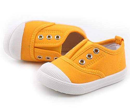 Dadawen Boy's Girl's Candy Color Canvas Slip-On Lightweight Sneakers Cute Casual Running Shoes Yellow Us Size 11 M Little Kid #TOP3