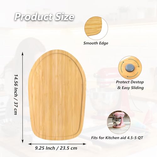 Image of Bamboo Mixer Slider Compatible with KitchenAid 4.5-5 Qt Tilt-Head Stand Mixer, Appliance Sliding Mat Accessories for Kitchen Aid, Countertop Moving Tray Attachments Fits for KitchenAid Artisan