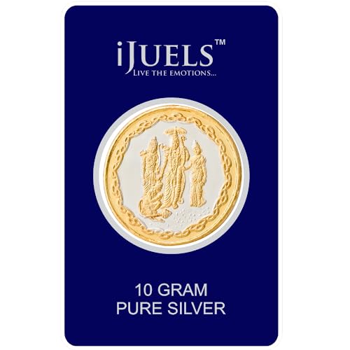 iJuels 999 fine Silver 10 Grams Ramji Darbar Silver coin with 22K...