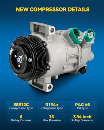 Image of PHILTOP 5512469 Air Conditioner AC Compressor with Clutch for Dodge Caliber 2007-2008, 2009 2.0L, Jeep Patriot 2007, 2008 2.4L /2.0L,Compass 2007, 2008 2.4L /2L