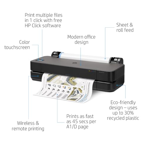 hp designjet t210 large format 24-inch plotter printer includes 2-year onsite warranrty support 8ag32t - new model