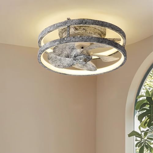 Ventiladores de Techo con Luz Modernos Ventilador Techo con Luz LED y Mando a Distancia 3 Aspas 6 Velocidades Silencioso Temporizador para Exterior Dormitorio Sal(A)