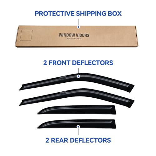 Image of Window Visors Rain Guards for 1990 1991 1992 1993 Honda Accord Sedan, Out-Channel Window Vent Wind Deflectors Visors Shades for 90 91 92 93 Accord