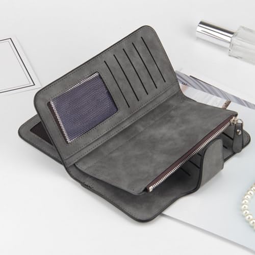 Wallet Women Large with Zipper Pocket | ​Travel Wallet​ for ​Cash Management​ | ​Leather Wallets for Women​ Slim ​Card Holder​ (Dark Gray)3