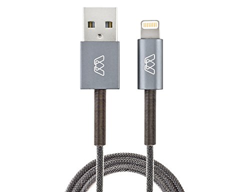 MOS Spring Lightning Cable, Aluminum Heads with Spring Relief, Deep Grey, 6 ft.