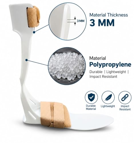 Image of AFO Foot Drop Splint | Ankle & Foot Support Brace for Common Peroneal Nerve Palsy, Hemiplegia & Neurological Conditions | Polypropylene with Velcro Closure (Left, Large, Size 9-10)