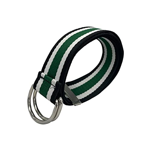 Canvas Belt with Double D - Ring Buckle for Men & Women, Waistband Braided Webbing Belt, Tri-Colour, 34mm Wide2