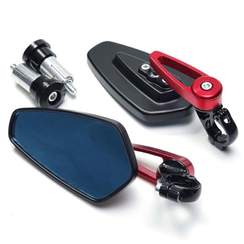 グランディオス 【 5color 】 汎用 防眩 アルミ バーエンドミラー バイク 左右セット 自転車 オートバイ 防眩鏡 防眩ミラー ロードバイク 360度 角度調整 内径 13mm - 18mm 外径 22mm GD-ENDMR-RD