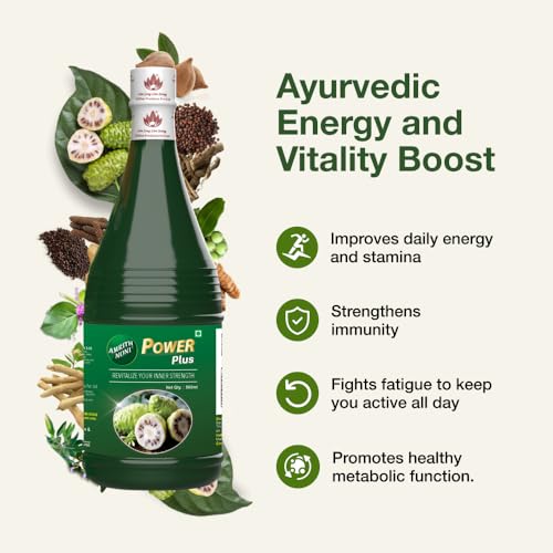Image of Amrith Noni Power Plus Juice - 500ml | Ayurvedic Energy & Immunity Booster Tonic | Herbal Rejuvenator for Daily Wellness, Strength & Vitality - No Added Sugar, Preservatives
