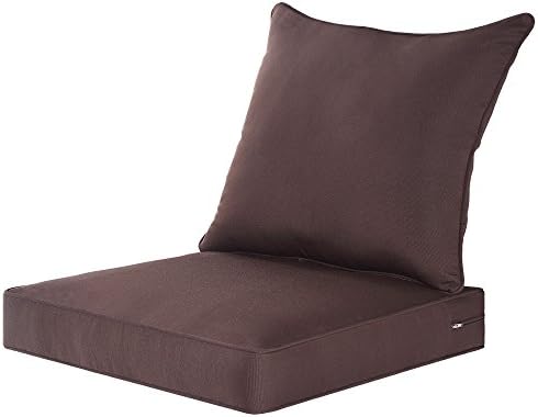 QILLOWAY Outdoor/Indoor Furniture Cushions Set,Replacement Deep Seat Cushion for All WeatherPatio Chair Furniture (Coffee)