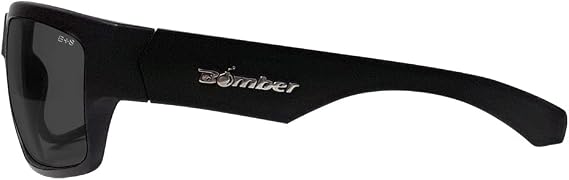 BOMBER Polarized Safety Sunglasses for Men, Matte Black with Smoke Polarized Lens, ANSI Z87+ safety standards, Non-Slip Foam Lining for Comfort - TR111