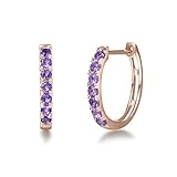 amethyst ring 585 ▶ Durchmesser: 15 mm 14 Karat 585 Gold Creolen Huggies Ohrringe mit Amethyst für Damen Mädchen - Durchmesser: 12 mm