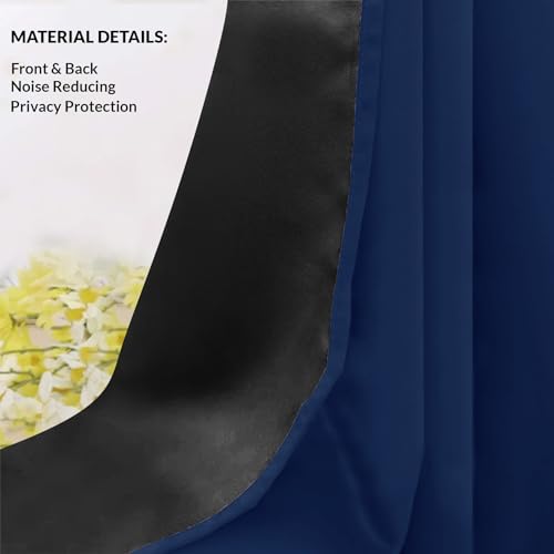 Image of HOMEMONDE Blackout Curtains Customize - Heavy Polyester 90% Room Darkening Curtains with Black Backing, Rod Pocket Style and Thermal Insulation Panels - (Pack of 2, Solid Navy Blue)