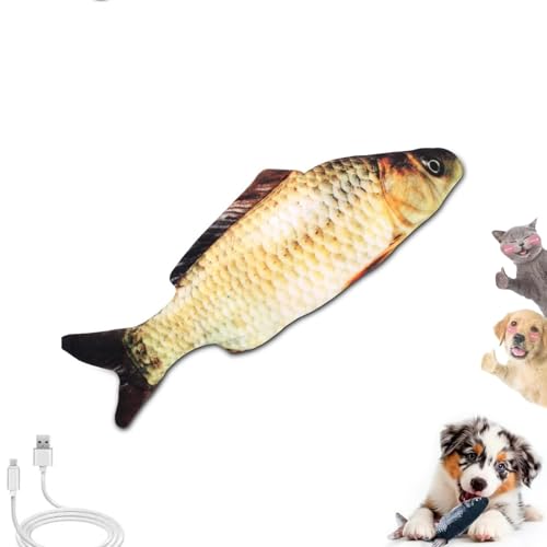 Vibrating Fish for Dogs, Vibrating Floppy Fish Dog Toy Motion Interactive Chew Toy for Small & Medium Dogs