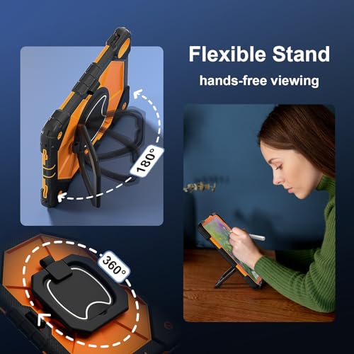 Coque iPad 12e robuste orange anti-chute protège contre les chocs