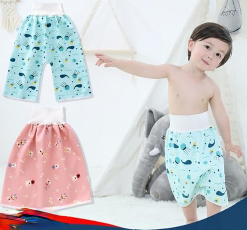 Shorts de fraldas para crianças 2 em 1 confortável, impermeável, absorvente e à prova de vazamento,