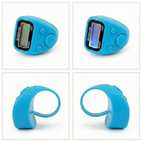 Image of Electronic Wood-Grain Hand Tally Counter with Built-in Compass & Red Tassel - Digital Prayer Bead /Tasbih Clicker with LCD Display and Reset Function (Model No 506)