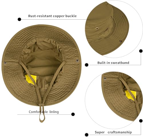 Image of Sun Hats for Men Women Bucket Hat UPF 50+ Boonie Hat Foldable UV Protection Hiking Beach Fishing Summer Safari