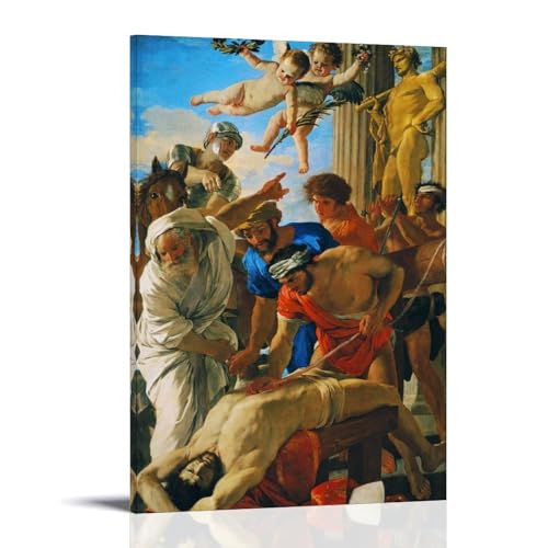 Toile Saint Erasme de Nicolas Poussin 40 x 60 cm, tableau pour sublimer un salon sombre