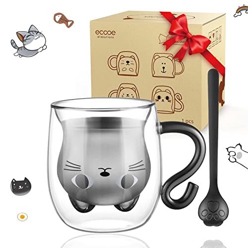 La tasse en verre chat mignon