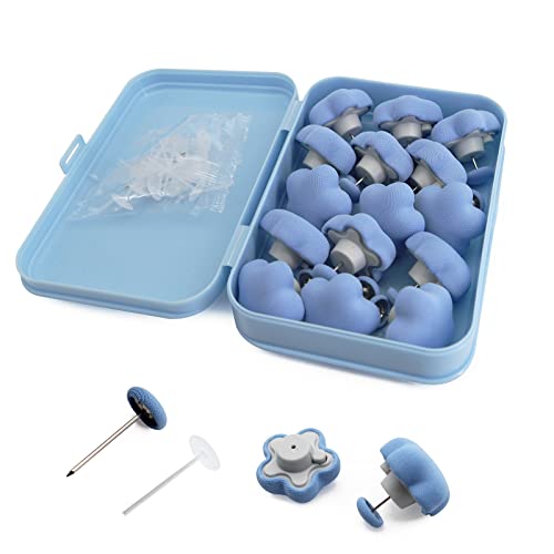 MQUPIN Lot de 16 Clips de Fixation Ronds pour Housse de Couette, Motif Champignon avec Boutons, pour Housse de Couette de Chambre à Coucher (Bleu) Cover