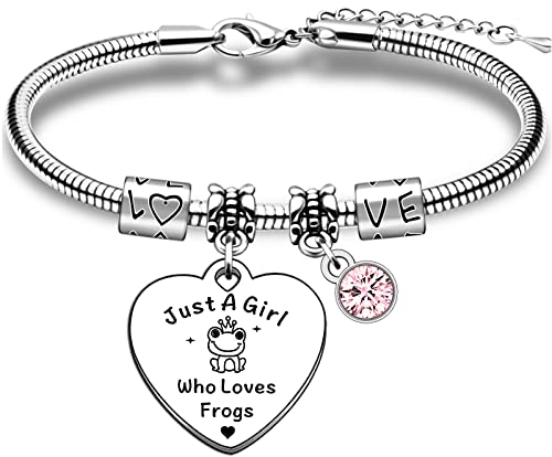 TTOVEN Cadeaux grenouille pour filles bracelet grenouille cadeaux pour les amateurs de grenouille, Acier inoxydable