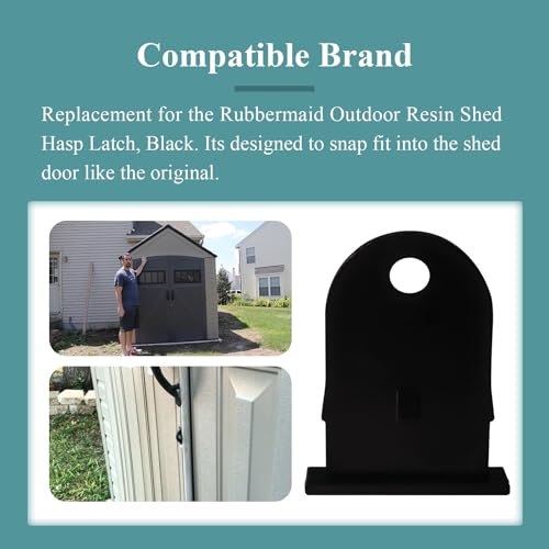 Ctuoptuo Outdoor Resin Shed Hasp Latch, Bolt Latch, Replacement for The Rubbermaid Outdoor Resin Shed Hasp Latch, Black Solid Core Plastic 1 Pcs - Image 3