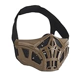 Scorpion Tactical Mask with Hard Steel Mesh, Stable Fit Hook & Loop Straps and Breathable 3D Hold Silicone Lining Soft Without Squeeze. Airsoft Half Face Shield for Tactical Helmet, Goggles, Cap (T)