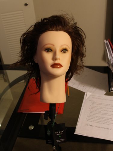 CLIC INTERNATIONAL TIFFANY COSMOTOLOGY MANNEQUIN HEAD. PREMIUM 100% INDIAN HAIR. 7" LENGTH HAIR. NO COLOR ADDED. COLOR LEVEL 4-5. THE EARS ARE BENDABLE. LIGHT SKIN TONE. FALSE EYELASHES. NEW WITH TAG.