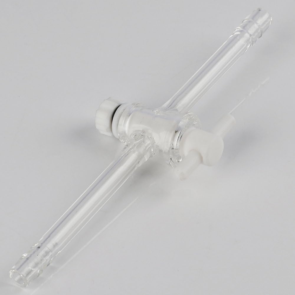 stonylab Adaptateur de Contrôle de Débit Sous Vide en Verre, Adaptateur de Décollage de Distillation Sous Vide de Verre Borosilicaté avec Robinet d’Arrêt en PTFE pour Fournitures de Laboratoire