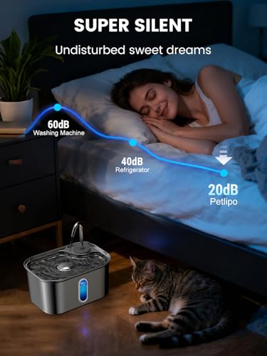 Petlipo Stainless-Steel Cat Water Fountain 85oz with 6-Layer Filtration — view 6