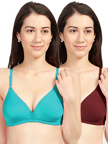Image of SONARI Omania Womens Non-Padded Cotton Polyester Bras - Solid, Non-Wired, Medium Coverage, Hand Washable (Pack of 2)
